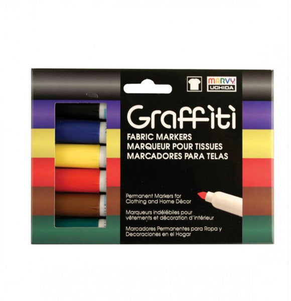 6 Piece Primary Color Fabric Markers by Graffiti